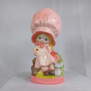 Ceramic lawn decor girl with bonnet