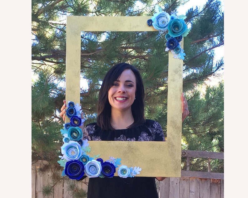 Photo Booth Giant Frame Prop With Hand Made Blue And Teal 3d Image 0