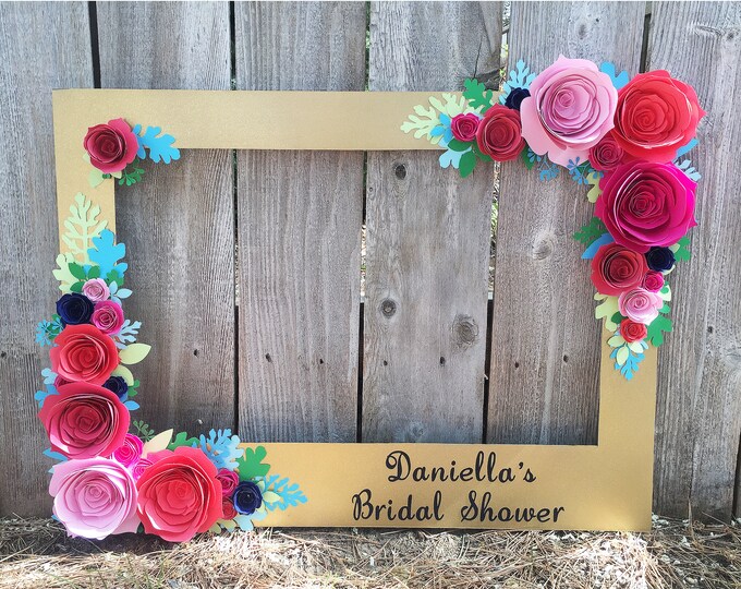 Gold Floral Frame Photo Booth Prop With 3D Flowers Perfect Etsy