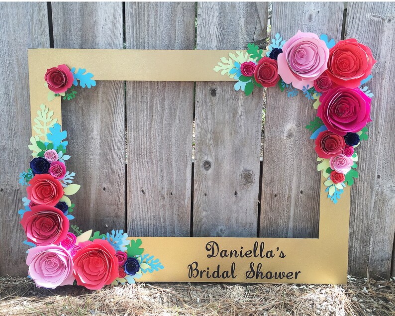 Gold Floral Frame Photo booth prop with 3D flowers perfect Etsy