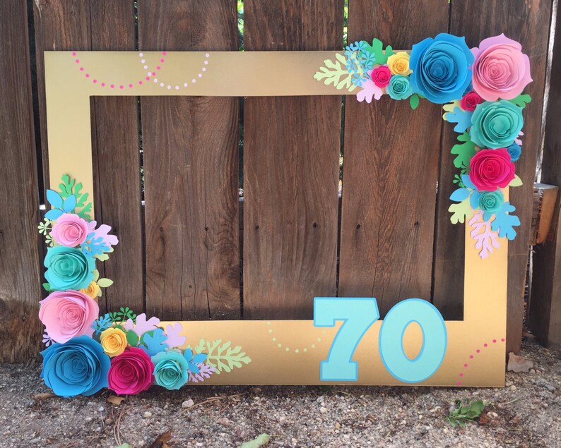 Gold Floral Frame Photo booth prop with 3D flowers perfect Etsy