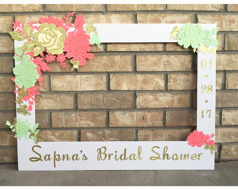 Bridal Shower photo both frame in mint and coral custom Etsy