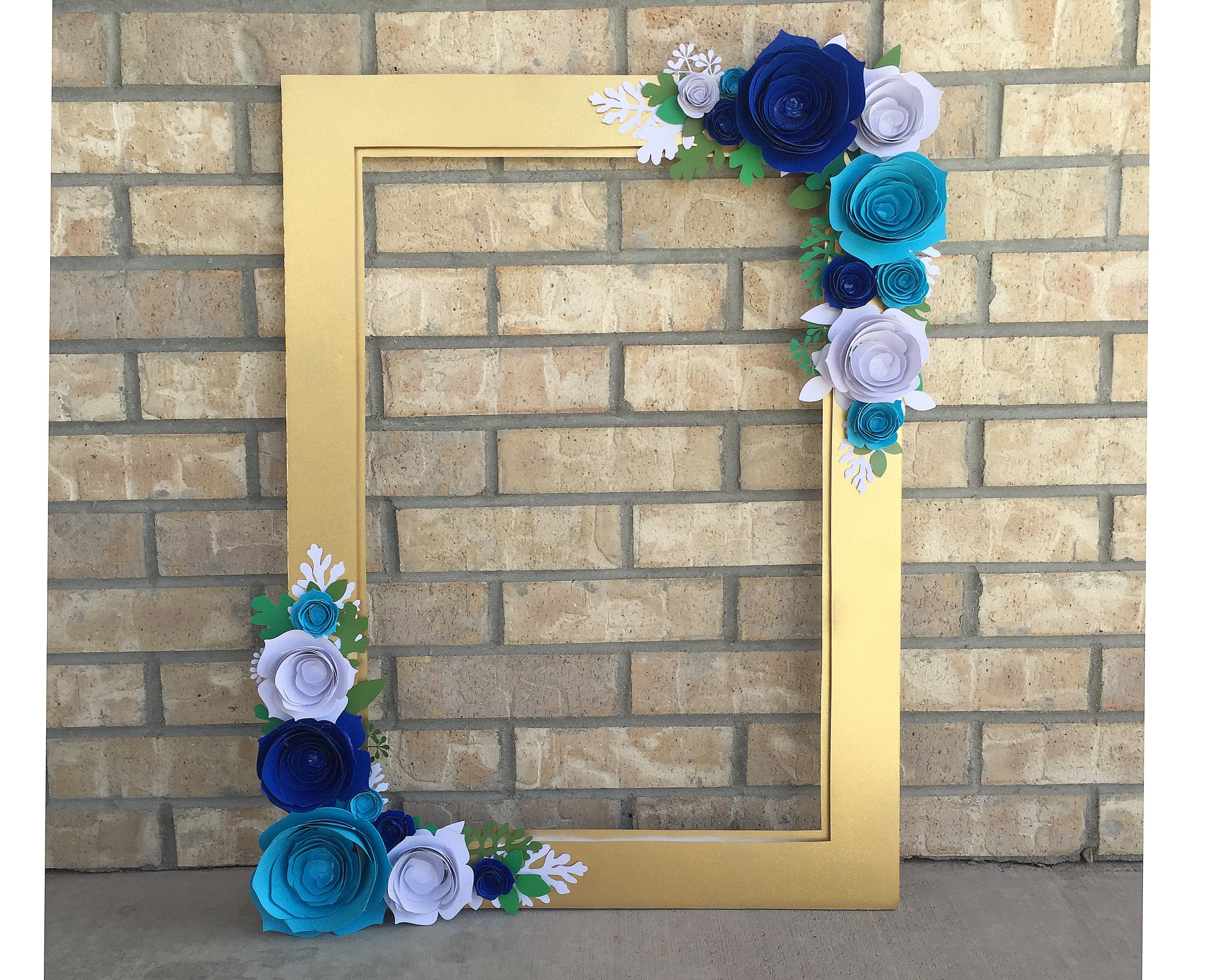 Gold Floral Frame Photo booth prop 3D flower bouquet style Etsy