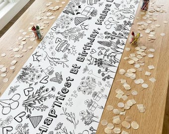 6 Foot Wildflower Coloring Banner Kid Fun Floral Birthday Party Activity Poster Garden Coloring Table Runner Toddler Screen Free Summer Idea