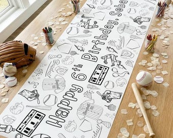 Baseball Theme Birthday Coloring Banner 72 Inch Party Sign Bday Decoration Baseball End of Year Party Activity Sports Banner Coach Gift Idea