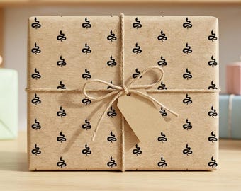 Black Snake Pattern Gift Wrap Edgy Aesthetic Wrapping Paper Gothic Minimalist Reptile Design Dark Chic Gift Wrap Sheet Roll Unique Packaging