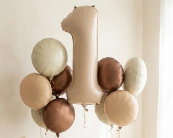LARGE 30" Boho 1st Birthday Balloon Decor One Year Old Beige Matte Heart Balloon Carmel Helium Decor Neutral Second Party 1 Year Anniversary