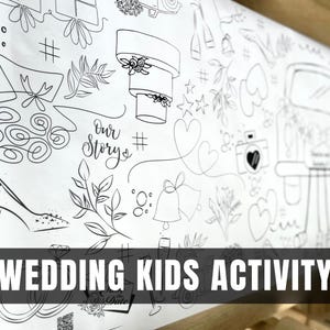 6-foot Wedding Day Personalized Wedding Coloring Banner Wedding Activity Page for Kids Table Bridal Shower Coloring Page Kids Table Activity