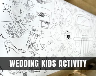 6-foot Wedding Day Personalized Wedding Coloring Banner Wedding Activity Page for Kids Table Bridal Shower Coloring Page Kids Table Activity