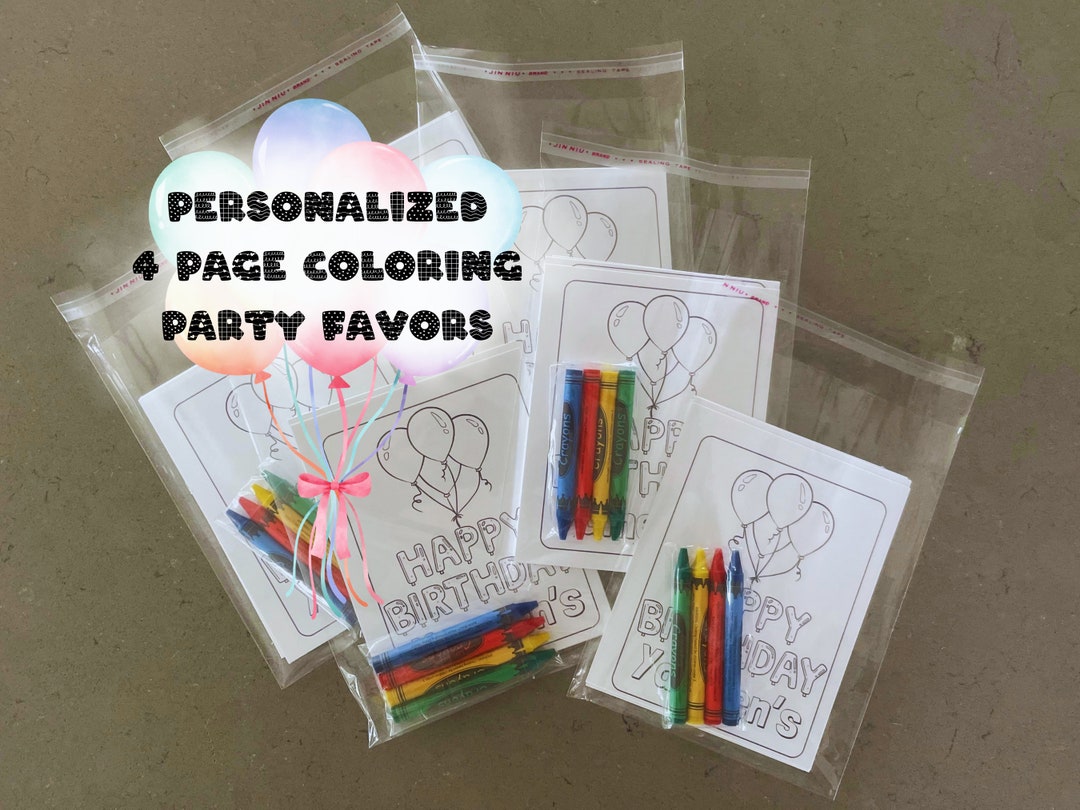 Personalized Birthday Party Favors Coloring Sheets Custom Name and ...
