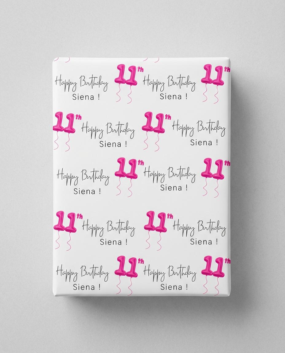 Cute Custom Name & Number Wrapping Paper Personalized Birthday Gift ...