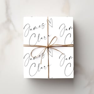 Papel de embrulho personalizado com nome do casal, Sr. Sra., Dia do casamento, chá de panela, papel de embrulho personalizado para ocasiões especiais, noivado elegante