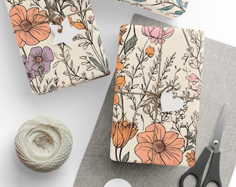 Wildflower Elegant Gift Wrapping Paper Gift idea Garden Lavender Birthday Floral Watercolor Meadow Nature Boho Trendy Cute Present Wrapping