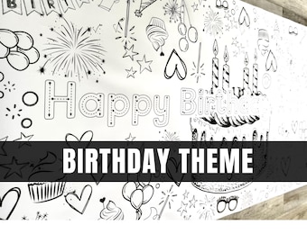 LARGE 6-foot Coloring Banner Event Personalized Birthday ideas Poster Table Cover Custom Paper Tablecloth Party Activity Congratulations