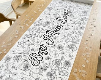 Custom Word Mothers Day Coloring Poster Banner Best Mom Activity for Kid DIY Craft Classroom Party Decoration for Mom Birthday Baby Shower