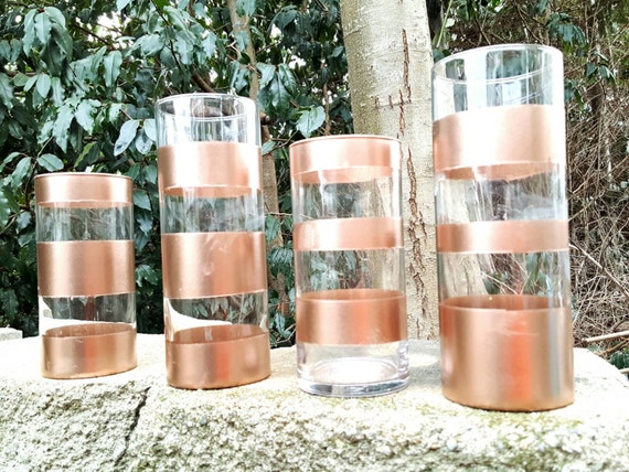 Rose Gold Cylinder Vase Set Of 4 Wedding Centerpiece Etsy