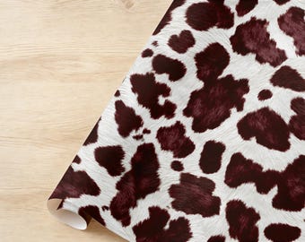 Faux Cow Print Wrapping Paper Western Gift Wrap Dark Brown Rustic Ranch Birthday Wrapping Paper Cowboy Cowgirl Gift Wrap Wedding Country