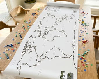 World Map Coloring Banner Homeschool Geography Activity Continent Ocean Compass Map Skill Elementary Classroom Group Project Coloring Banner