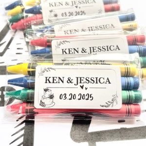 Personalized Wedding Name Date Favor 4-pack Crayon Custom Wedding Favor Individually Packed Crayons Crayon Primary Kids Wedding Coloring Kit