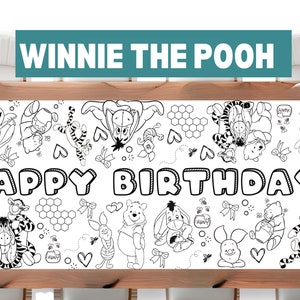 GROSSE 6-Fuß-Färbung personalisierte Pooh Bär Geburtstag Poster Tischdecke Individuelle Papiertischdecke Winnie the Pooh Party Ideen 24x72"