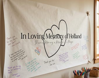 In Loving Memory Coloring Banner Memorial Large Unique Guest Book Sign Celebration of Life Poster Funeral Keepsake Write a Memory Heirloom