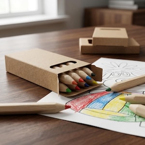Colored Pencil Bulk Supplies Coloring Pencil Kraft Box Classroom School Drawing Birthday Wedding Party Favor Individually Packed 3.5" 6-Pack image 1