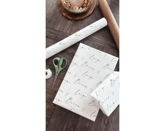 Personalize Couple Name Wrapping Paper Bride and Groom Bridal Shower Gift Wrap Custom Wrapping Paper Elegant Romantic Just Married Unique
