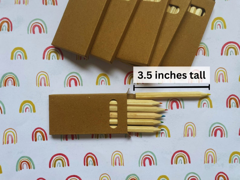 Colored Pencil Bulk Supplies Coloring Pencil Kraft Box Classroom School Drawing Birthday Wedding Party Favor Individually Packed 3.5" 6-Pack