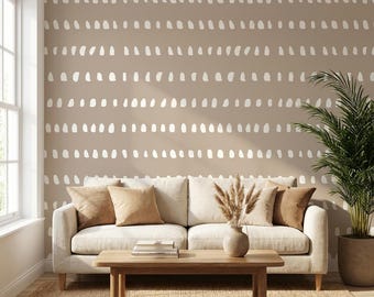 Coffee Cream Adhesive Wallpaper White Dot Pattern Scandinavian Boho Removable Wallpaper Neutral Nursery Bedroom Wall Stick On Temporary
