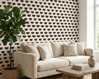 Neutral Geometric Peel Stick Wallpaper Removable Modern Nursery Wallpaper Minimal Scandinavian Wall Decor Kids Room Mid Century Living Room