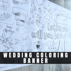 6-foot Wedding Day Personalized Wedding Coloring Banner Wedding Activity Page for Kids Table Bridal Shower Coloring Page Kids Table Activity