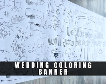 6-foot Wedding Day Personalized Wedding Coloring Banner Wedding Activity Page for Kids Table Bridal Shower Coloring Page Kids Table Activity