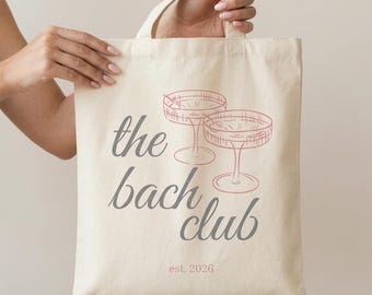 Organic Bach Party Tote Bag Pink Bridesmaid Gift Maid of Honor Wedding Favor Matching Bulk The Bach Club Modern Girl Trip Idea Bridal Party