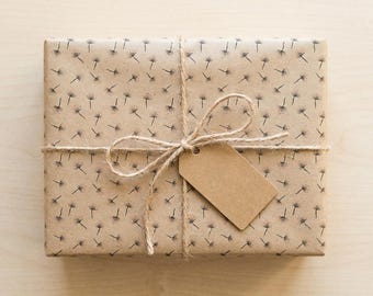 Dandelion Flower Wrapping Paper Recycled Kraft Gift Wrap Wildflower Botanical Nature Eco Friendly Gift Wrap Rustic Gift Wrap Minimalist Bday