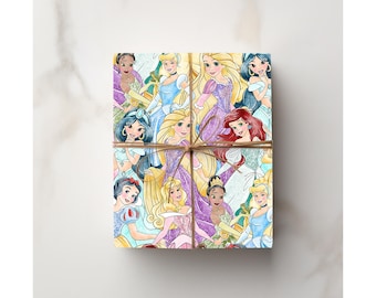 Princess Gift Wrapping Paper Birthday Gift idea Special Occasion Watercolor Toddler Paper Wrap Trendy Cute Present Wrapping sheet Girl Party