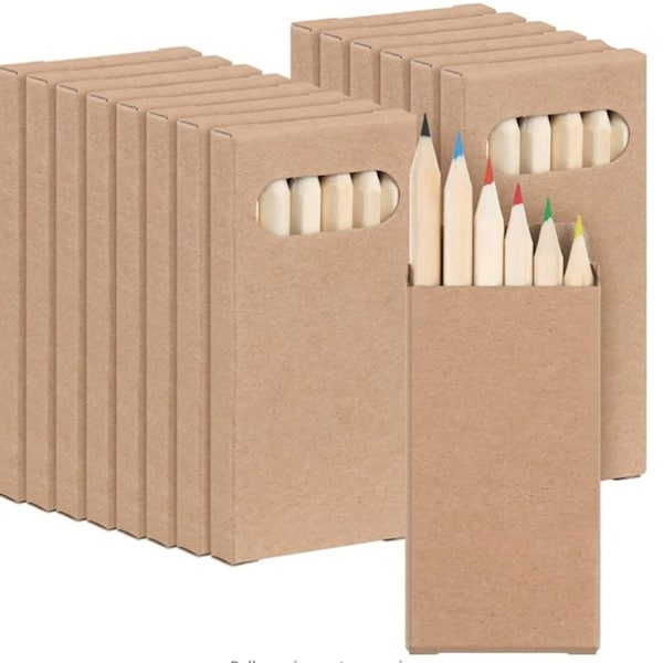 Colored Pencil Bulk Supplies Coloring Pencil Kraft Box Classroom School Drawing Birthday Wedding Party Favor Individually Packed 3.5" 6-Pack