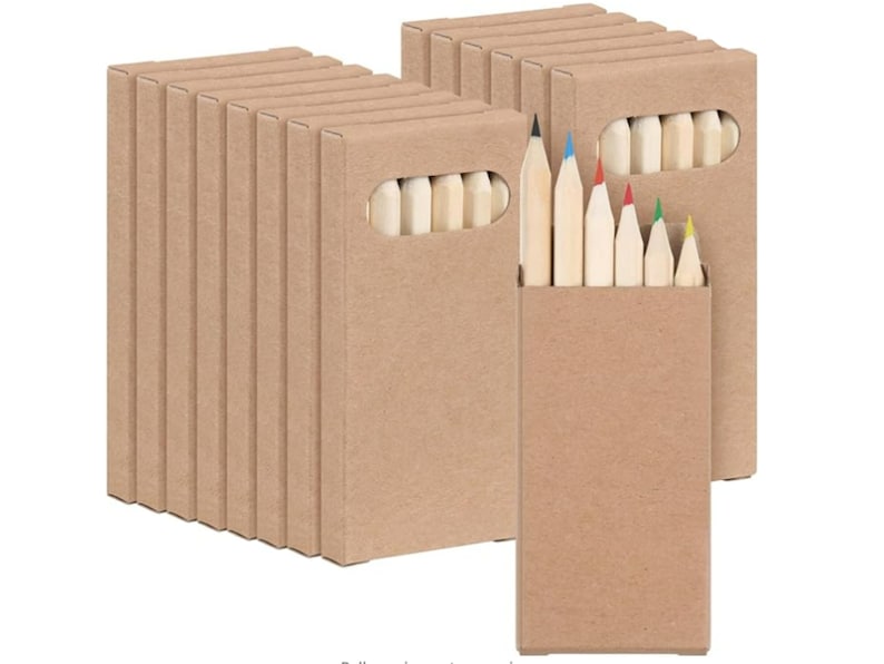 Colored Pencil Bulk Supplies Coloring Pencil Kraft Box Classroom School Drawing Birthday Wedding Party Favor Individually Packed 3.5" 6-Pack