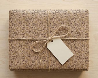 Mini Brown Leaf Wrapping Paper Recycled Kraft Gift Wrap Neutral Botanical Print Rustic Nature Eco Friendly Birthday Brown Gift Wrap Wedding