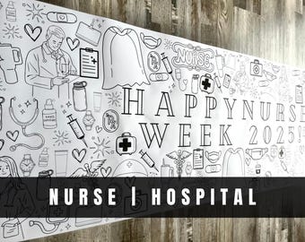 CUSTOM Large Medical Coloring Banner Healthcare Heroes Hospital Giant Coloring Banner Nurse Medical Staff Coloring Pages Nurse Week 2026