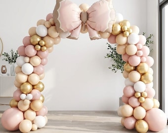Pink Bow Balloon Set Coquette Party Balloons Bow Theme Birthday Decor Large Bow Foil Balloon Girl Birthday Set Baby Shower Bow Party Decor