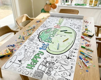 LARGE 6-foot Golf Coloring Banner Personalized Hole in One Birthday Poster Table Cover Custom Paper Tablecloth Par-tee Party 72" Mini Golf