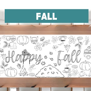 GRANDE 6 pés Faixa de colorir de outono personalizada Pôster de colorir personalizado Toalha de mesa personalizada para festa Folha Outono Ação de Graças 72"