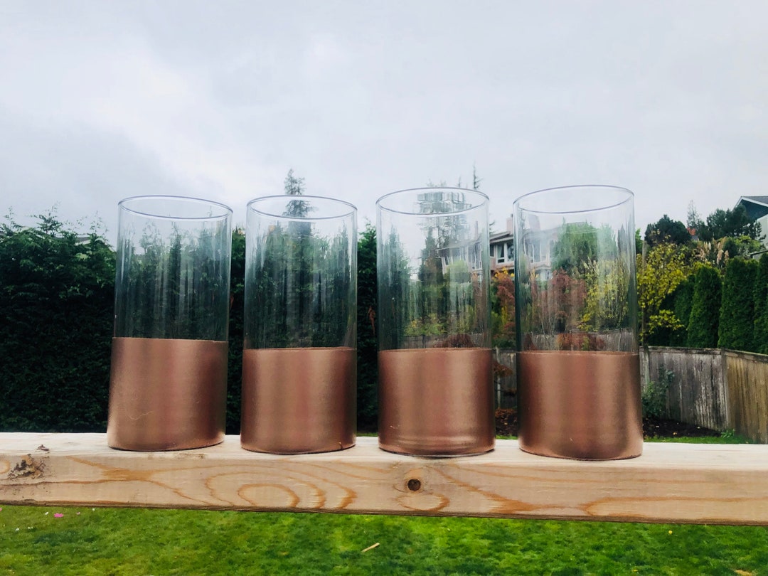Rose Gold Vase Rose Gold Dipped Cylinder Vase Centerpieces Etsy
