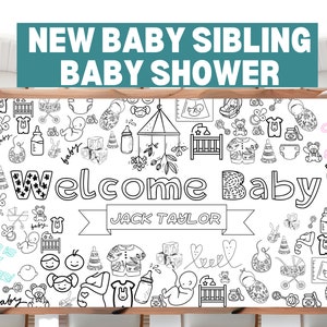 GROTE 6-voet welkomstbaby gepersonaliseerde kleurbanner aangepaste naam aangepaste naam cadeau-idee nieuwe baby broer of zus aangepaste broer of zus voorbereiding babyshower 24 x 72