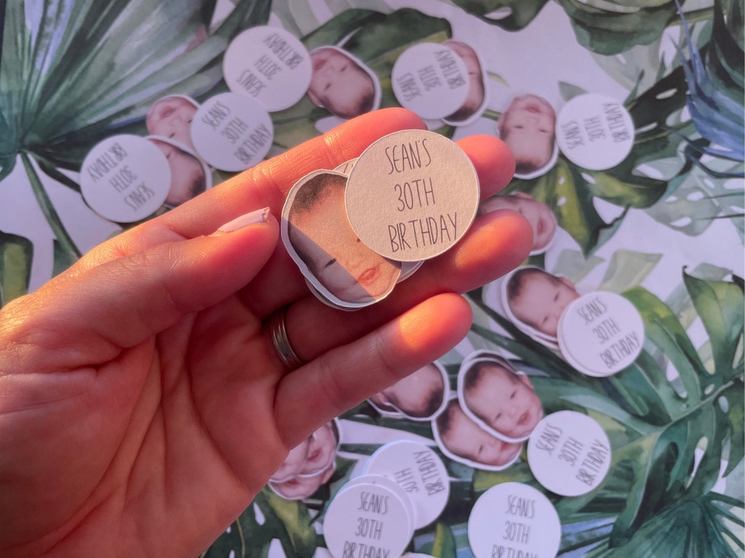Personalized Face Confetti With Custom Wording Round Table Scatter