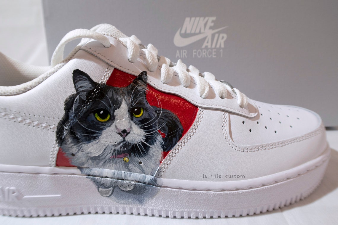 Custom Cat Pet Portrait Handpainted Nike AF1 Shoes Cat Etsy