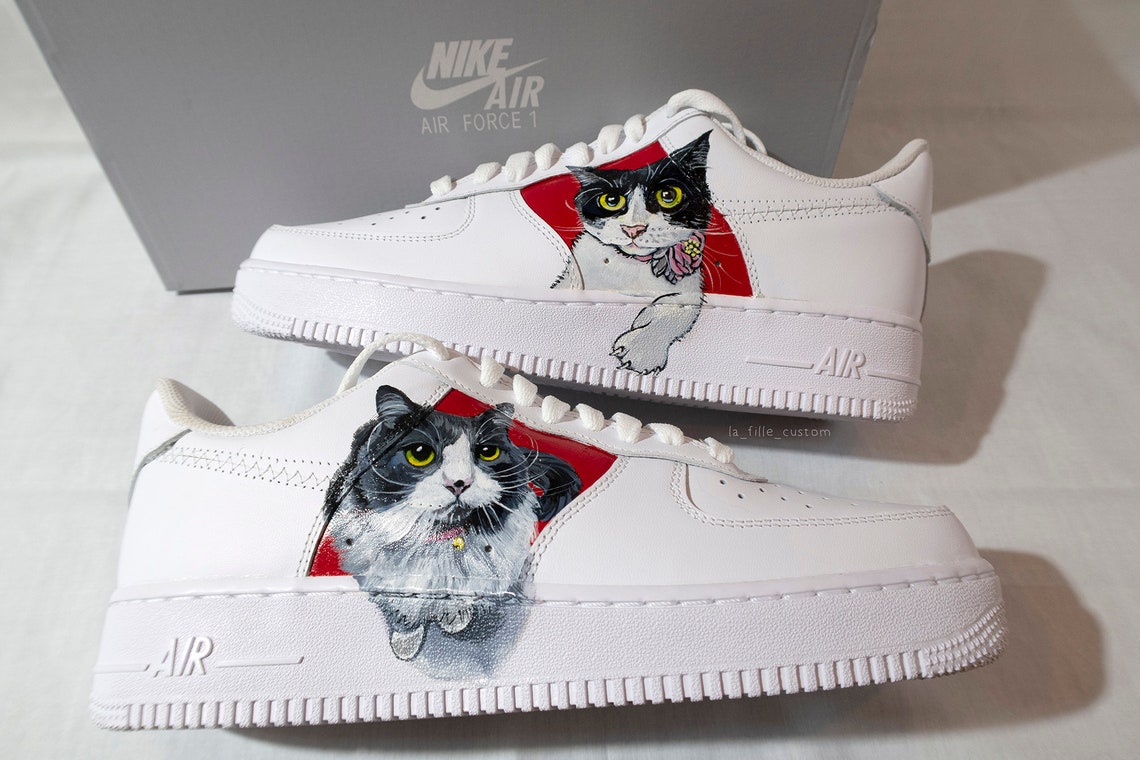 Custom Cat Pet Portrait Handpainted Nike AF1 Shoes Cat Etsy