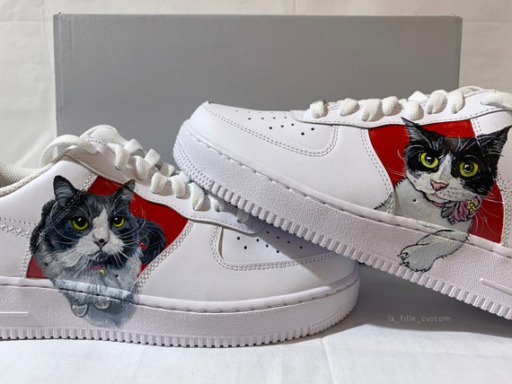 Custom Cat Pet Portrait Zapatos Nike AF1 pintados a mano: | Etsy España