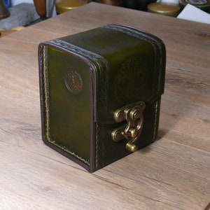 Leather Deck Box for MTG game ,Game Deck Box ,In 100 Sleeved Cards ,Commander deck box ,Card Case ,Magic Deck Box image 8