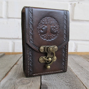 Tree of Life Tarot Leather Brown Deck box Tarot bag Original Rider Waite Tarot leather case Tarot Card holder Leather bag Tarot
